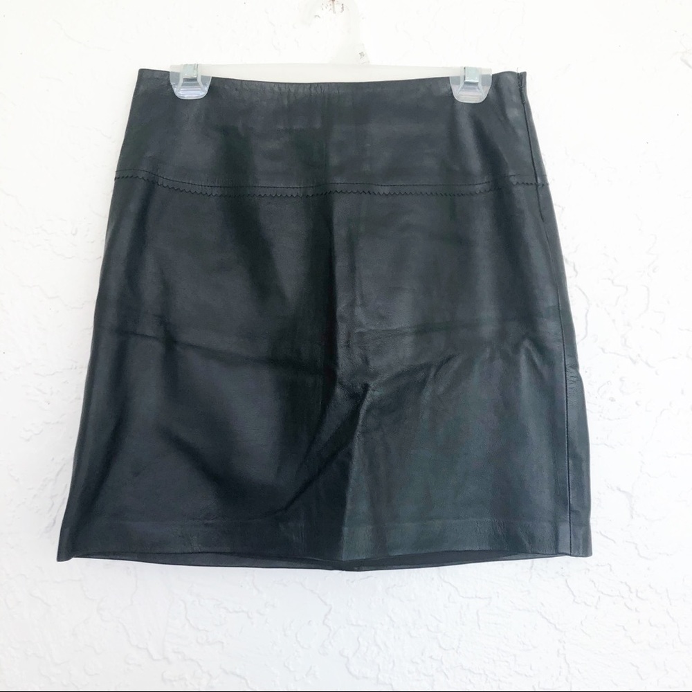 Cache Vintage Black Genuine 100% real Leather Mini Skirt Size 2